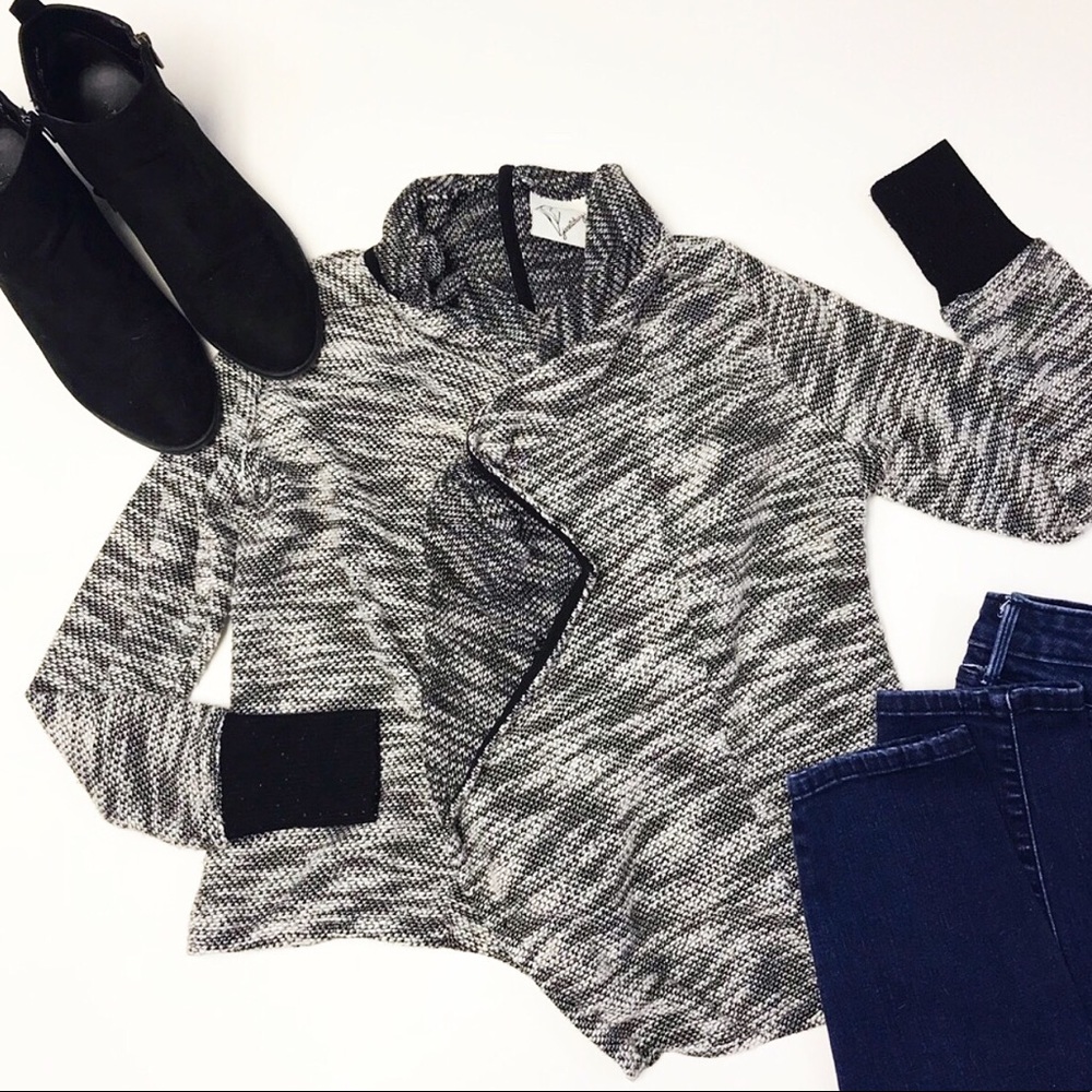 [Janet Chung] Open-Front Waterfall Cardigan